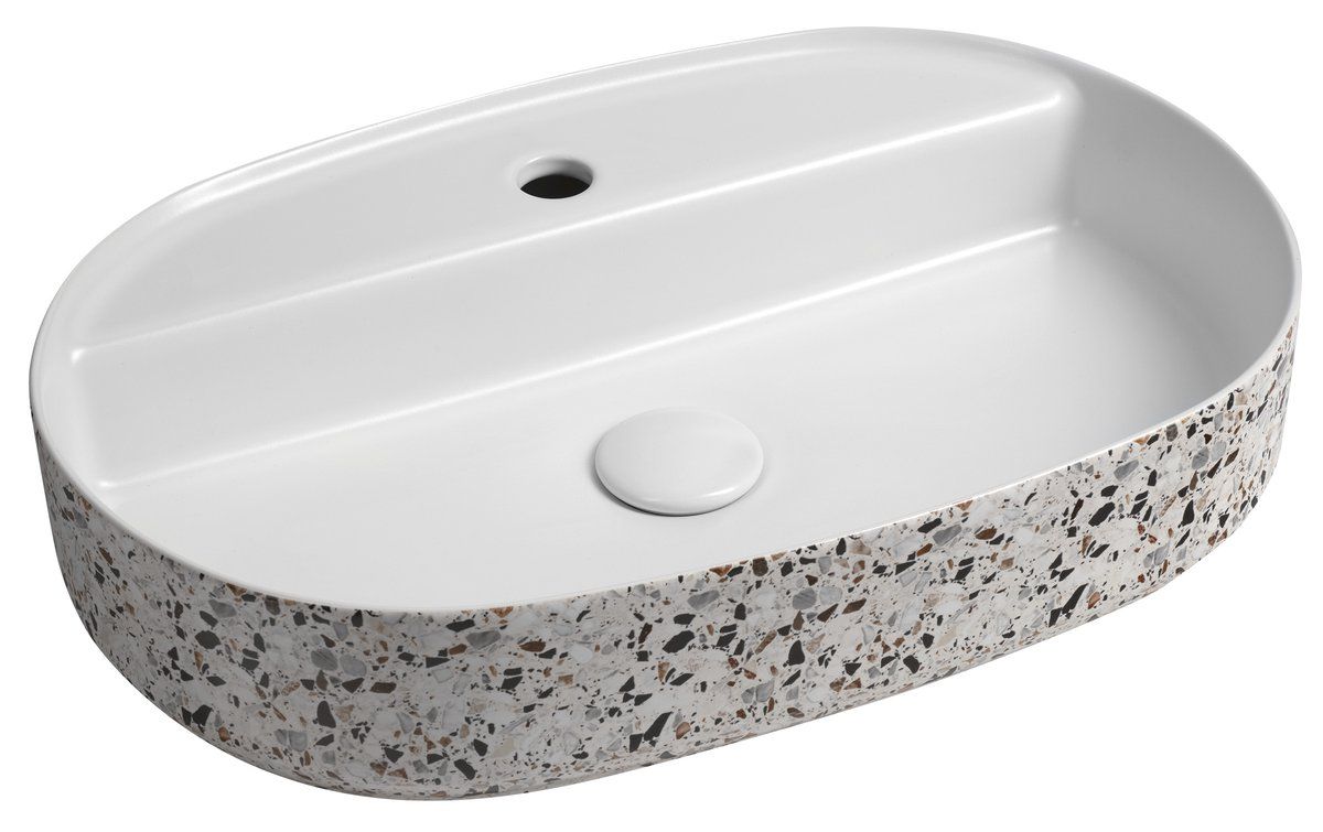 Isvea Infinity Oval Umývadlová misa 60 x 40 cm, terrazzo 10NF65060-2L-TRZ