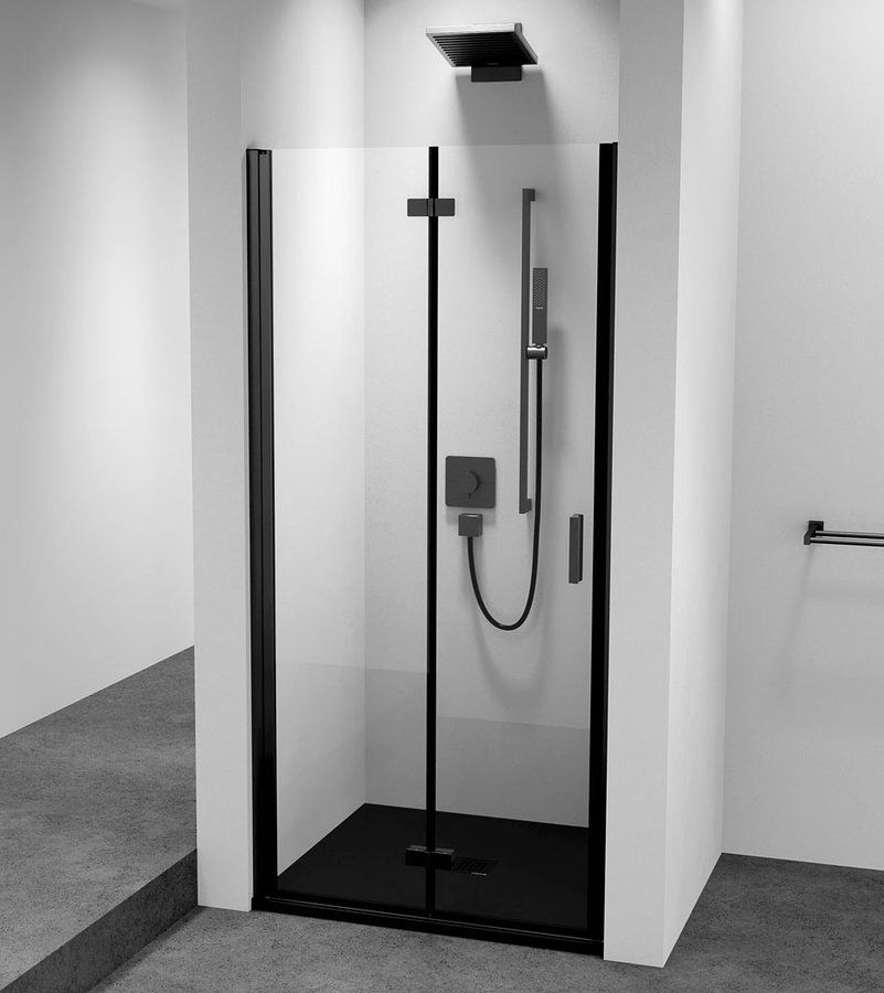 Polysan Zoom Black Sprchové dvere do niky 80 cm, ľavé, číre sklo/čierna matná ZL4815BL-01