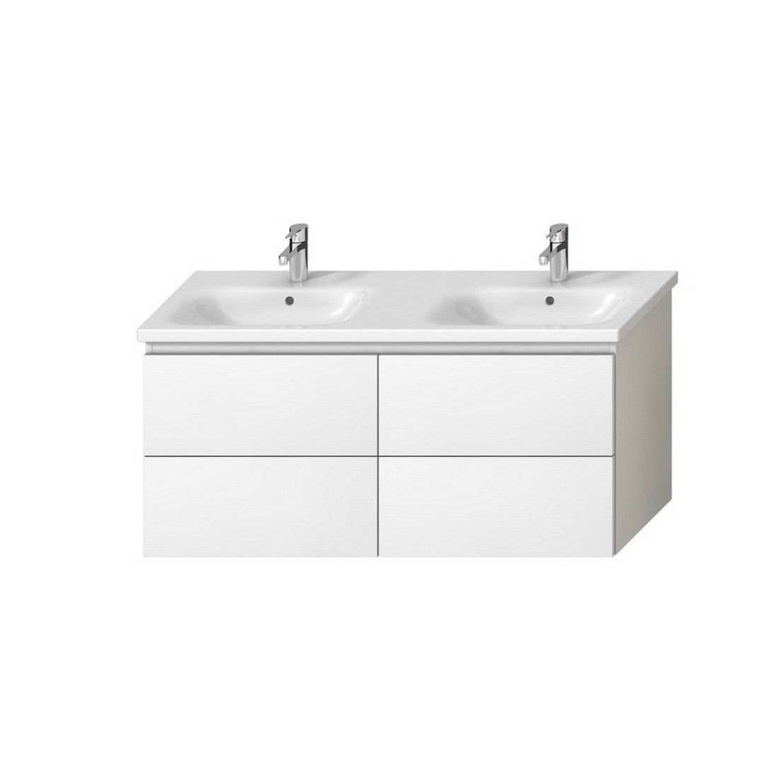 Jika Mio Skrinka + dvojité umývadlo 130 cm, biela lesklá