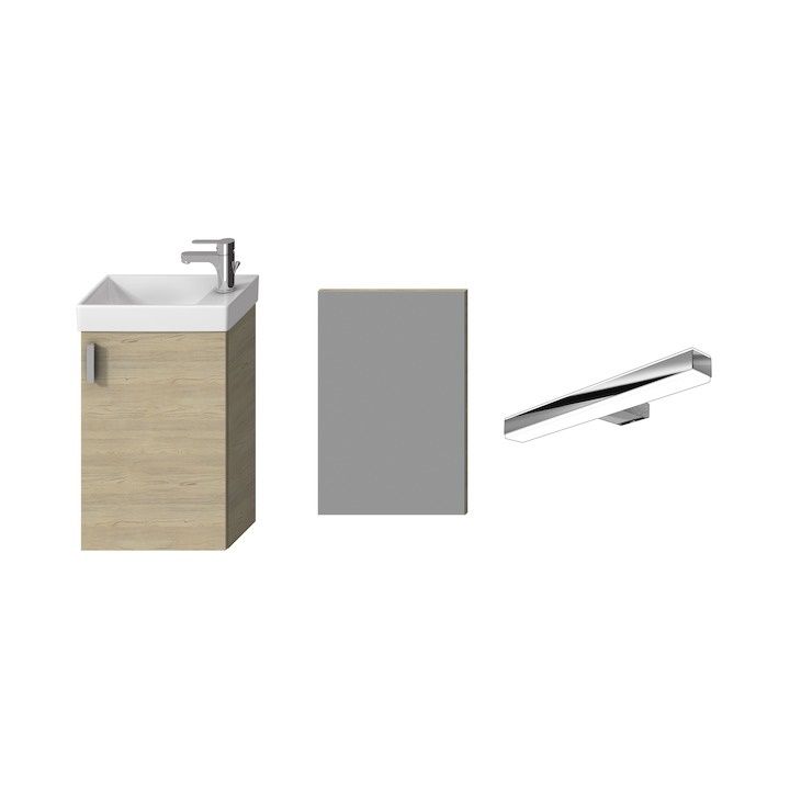Jika Skrinka s umývadlom 40 x 23 cm a zrkadlom 60 x 40 cm s osvetlením, popol H45J5141755141