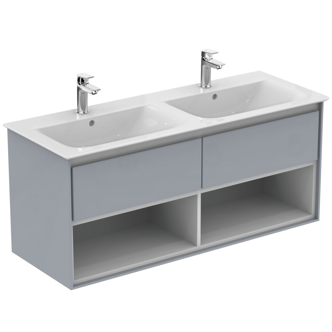 Ideal Standard Connect Air Dvojdrezová skrinka 120 cm, lesklá svetlosivá E0829EQ