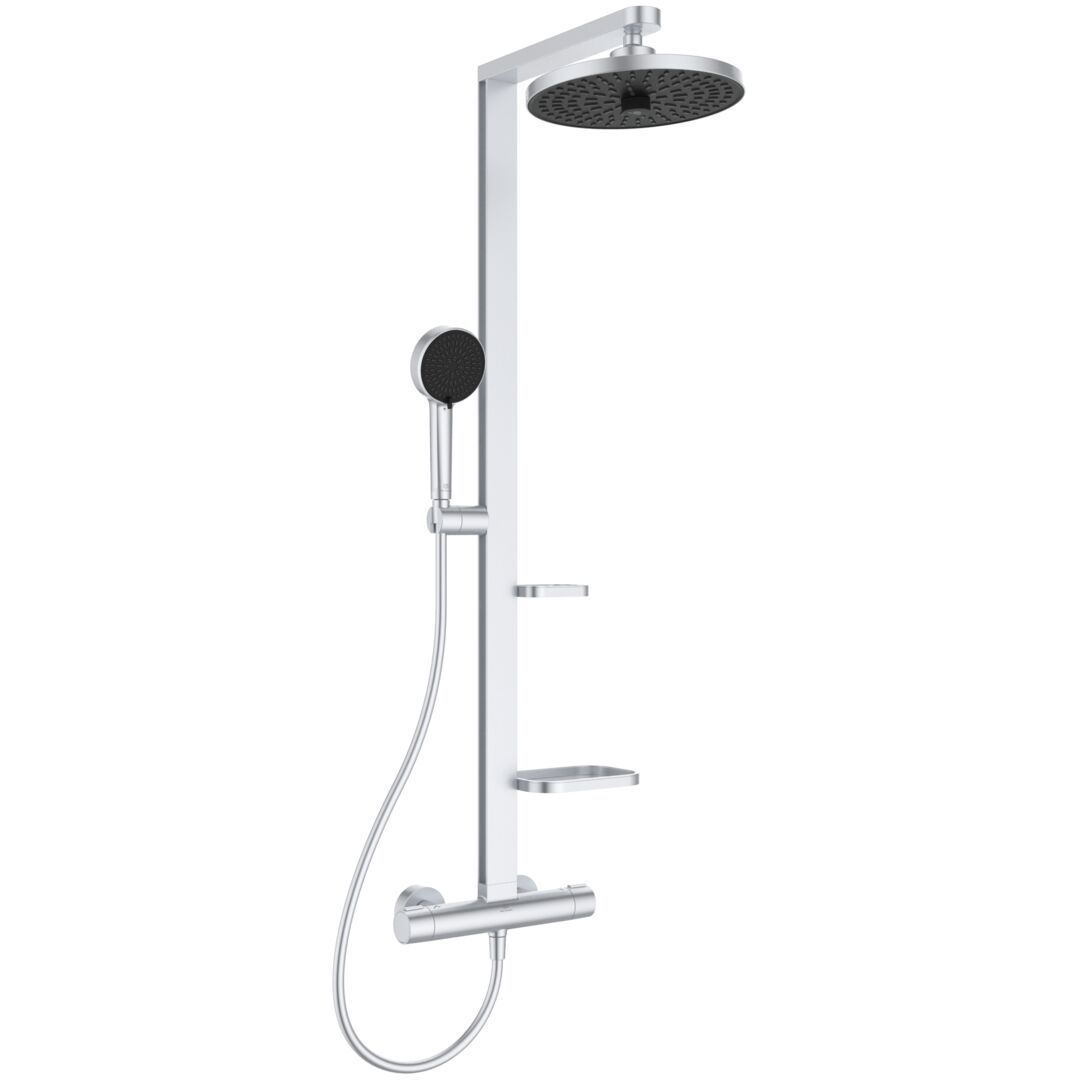 Ideal Standard ALU+ Sprchový systém Ceratherm s nástennou termostatickou batériou, strieborný BD583SI