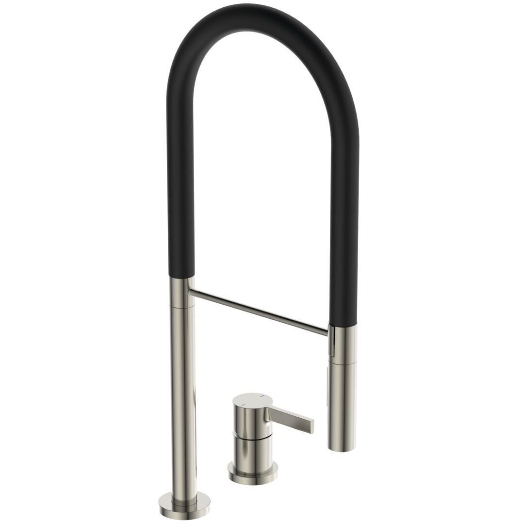 Ideal Standard Gusto Semi-Pro 2-otvorová drezová batéria so sprchou, 2jet - Silver Storm BD425GN