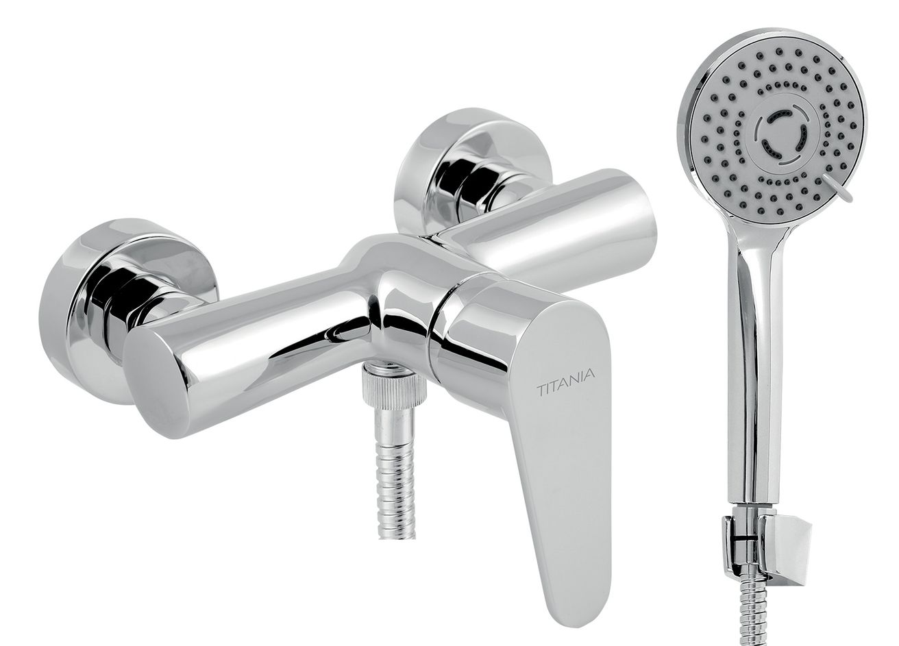 Novaservis Titania Fresh Nástenná sprchová batéria so sprchovou súpravou, Eco, rozteč 15 cm, chróm 96061,0E