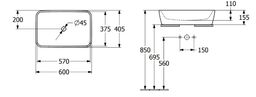 Villeroy & Boch Architectura Umývadlo na dosku, 60 x 41 cm, alpská biela 5A2760R1 - galéria #2