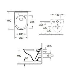 Villeroy & Boch O.novo Závesné WC Compact s WC doskou, DirectFlush, alpská biela 5688HR01 - galéria #4