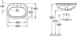 Villeroy & Boch O.novo Zapustené umývadlo 56 x 41 cm, alpská biela 41615601 - galéria #1