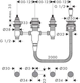 Hansgrohe Základné teleso pre štvorotvorovú zmiešavaciu batériu 13244180 - galéria #1