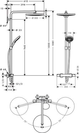 Hansgrohe Raindance Select S Sprchový systém 27133000 - galéria #1