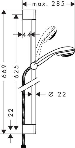 Hansgrohe Crometta 85 Sprchový set Vario so sprchovou tyčou 65 cm 27763000 - galéria #1