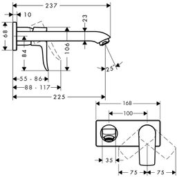 Hansgrohe Metris Páková umývadlová batéria na skrytú montáž, nástenná 31086000 - galéria #1