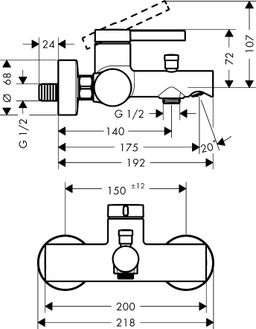 Hansgrohe Zesis S Vanová nástěnná baterie, černá mat 74420670 - galéria #1