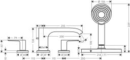 Hansgrohe Vivenis Batéria 4-otvorová na okraj vane s telesom sBox, kartáčovaný čierny chróm 75444340 - galéria #1