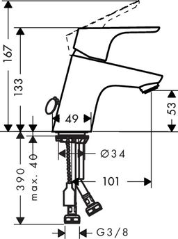 Hansgrohe Umývadlová batéria Focus 70 s reťazou 31732000 - galéria #1