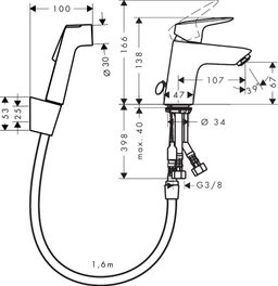 Hansgrohe Logis Umývadlová batéria s ručnou bidetovou sprchou - galéria #1