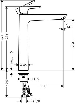 Hansgrohe Talis E Umývadlová batéria bez výtoku, chróm 71717000 - galéria #1