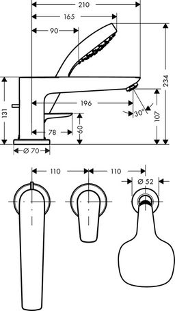 Hansgrohe Talis E trojotvorová páková batéria 71731000 - galéria #1