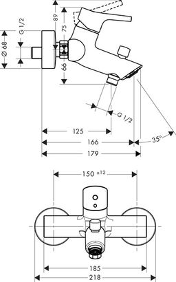 Hansgrohe Talis S páková vaňová batéria, 72400000 - galéria #1