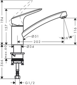 Hansgrohe Logis M31 Kuchynská otočná batéria, chróm 71830000 - galéria #1