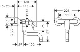 Hansgrohe Logis M31 Drezová nástenná batéria, chróm 71836000 - galéria #1