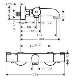 Hansgrohe Nástenná termostatická vaňová batéria 13201000 - galéria #1