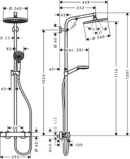 Hansgrohe Crometta S Showerpipe 240 1jet EcoSmart 9 l/min s termostatom 27268000 - galéria #1