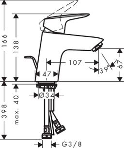 Hansgrohe Logis Umývadlová batéria s výpusťou, chróm 71170000 - galéria #1