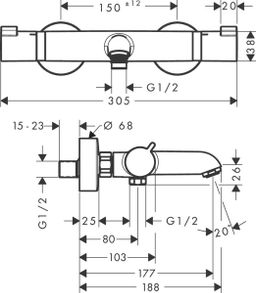 Hansgrohe Ecostat Vaňová termostatická batéria, biela matná 13114700 - galéria #3