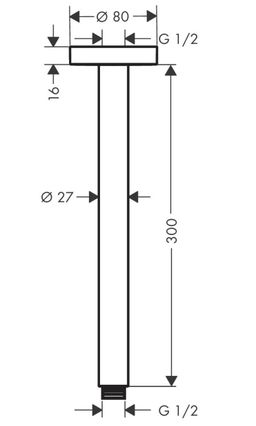 Hansgrohe Stropné rameno 30 cm, biele matné 27389700 - galéria #1