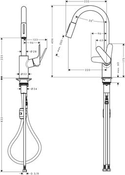 Hansgrohe Focus Drezová batéria s vyťahovacou sprchou, matná čierna 31815670 - galéria #2
