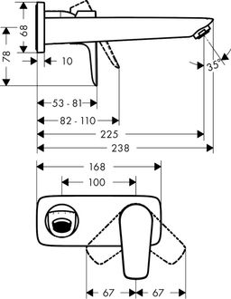 Hansgrohe Talis E Umývadlová batéria s výtokovou batériou, brúsený čierny chróm, 71734340 - galéria #1