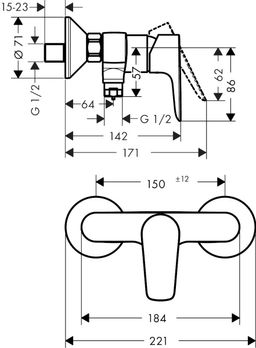 Hansgrohe Sprchová batéria Talis E, čierna matná 71760670 - galéria #1