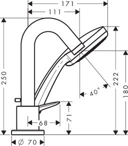 Hansgrohe Logis Vaňová páková batéria s 3 otvormi, chróm 71313000 - galéria #1