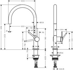 Hansgrohe Talis M54 Umývadlová batéria, podstavec, čierna matná 72804670 - galéria #1