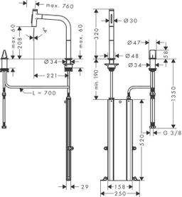 Hansgrohe Metris Select M71 Drezová batéria so sprchou, chróm 73818000 - galéria #2