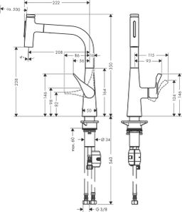 Hansgrohe Metris Select M71 Drezová batéria s vyťahovacou sprchou, chróm 73822000 - galéria #1