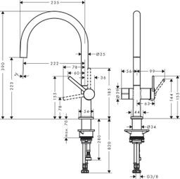 Hansgrohe Talis M54 Umývadlová batéria, stojaca, uzatvárací ventil pre spotrebič, čierna matná 72805670 - galéria #2