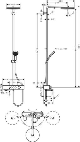 Hansgrohe Sprchový systém Pulsify S s termostatickou batériou, chróm 24230000 - galéria #1