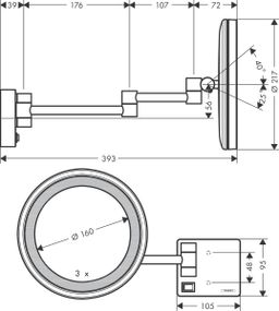 Hansgrohe AddStoris Kozmetické zrkadlo s LED osvetlením, chróm, 41790000 - galéria #1