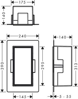 Hansgrohe XtraStoris Rock Zápustná polica s dvierkami na obkladačky 30x15x14 cm, matná čierna 56088670 - galéria #1