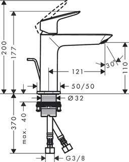 Hansgrohe Logis Fine Umývadlová batéria CoolStart s výpusťou - tiahlom, chróm 71254000 - galéria #2