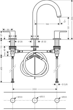 Hansgrohe Vernis Shape Umývadlová batéria s výtokom, 3 otvory, matná čierna 71563670 - galéria #1