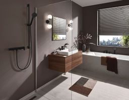 Hansgrohe Vivenis Štvorotvorová vaňová batéria s telesom sBox, čierna podložka 75444670 - galéria #1