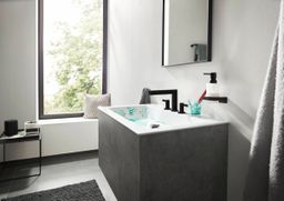 Hansgrohe Trojotvorová umývadlová batéria Finoris s odtokom, čierna matná 76033670 - galéria #2
