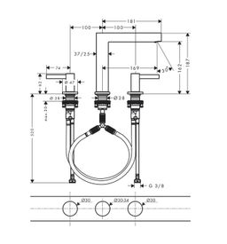 Hansgrohe Trojotvorová umývadlová batéria Finoris s odtokom, biela matná 76034700 - galéria #2