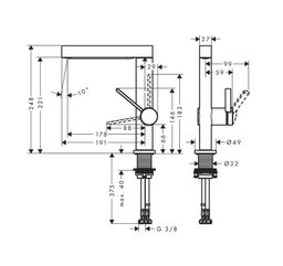 Hansgrohe Finoris Umývadlová batéria s otočnou výpustou a odtokom, čierna matná 76060670 - galéria #1