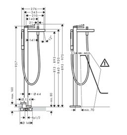 Hansgrohe Voľne stojaca páková vaňová batéria Finoris, chróm 76445000 - galéria #1