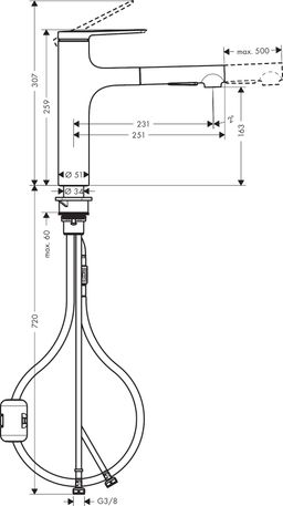 Hansgrohe Zesis M33 Dřezová baterie s vytažitelnou sprchou, 2jet, chrom 74801000 - galéria #1