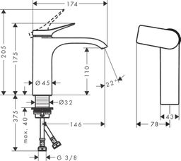 Hansgrohe Vivenis Umyvadlová baterie, CoolStart, chrom 75024000 - galéria #1