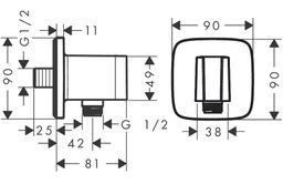 Hansgrohe Držiak na sprchu FixFit Q s prípojkou na hadicu, čierna podložka 26887670 - galéria #1